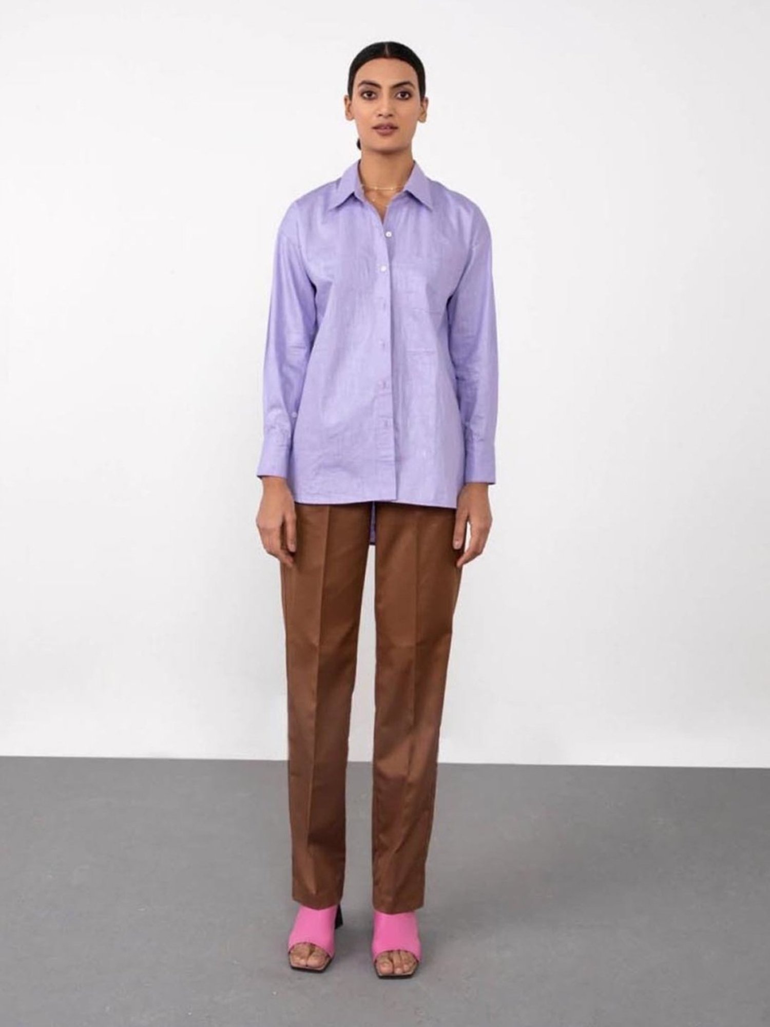 Qua Very Peri Oversized Cotton Shirt