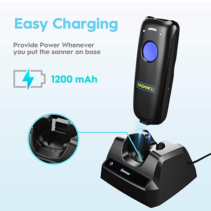 Wireless Barcode Scanner Bluetooth Compatible with Charging Dock Small Portable USB 1D Bar Code Scanner for Inventory 24G Wireless amp Wired Barcode Reader for Tablet iPhone iPad Android iOS