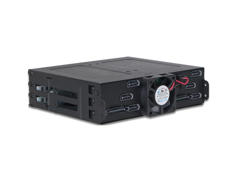 Icy Dock ToughArmor MB608SP-B Drive Enclosure for 5.25" 6Gb/s SAS, Serial ATA/600 - Serial ATA/600 Host Interface Internal - Black - 6 x HDD Supported