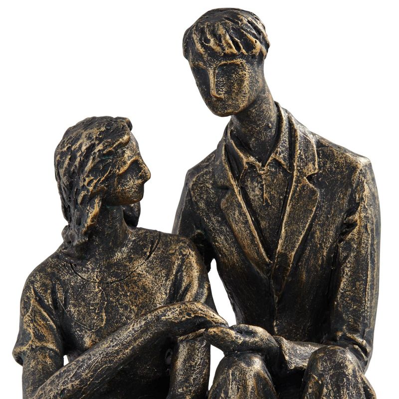 Kensington Hill Couple Sitting 8" High Antique Bronze Statue