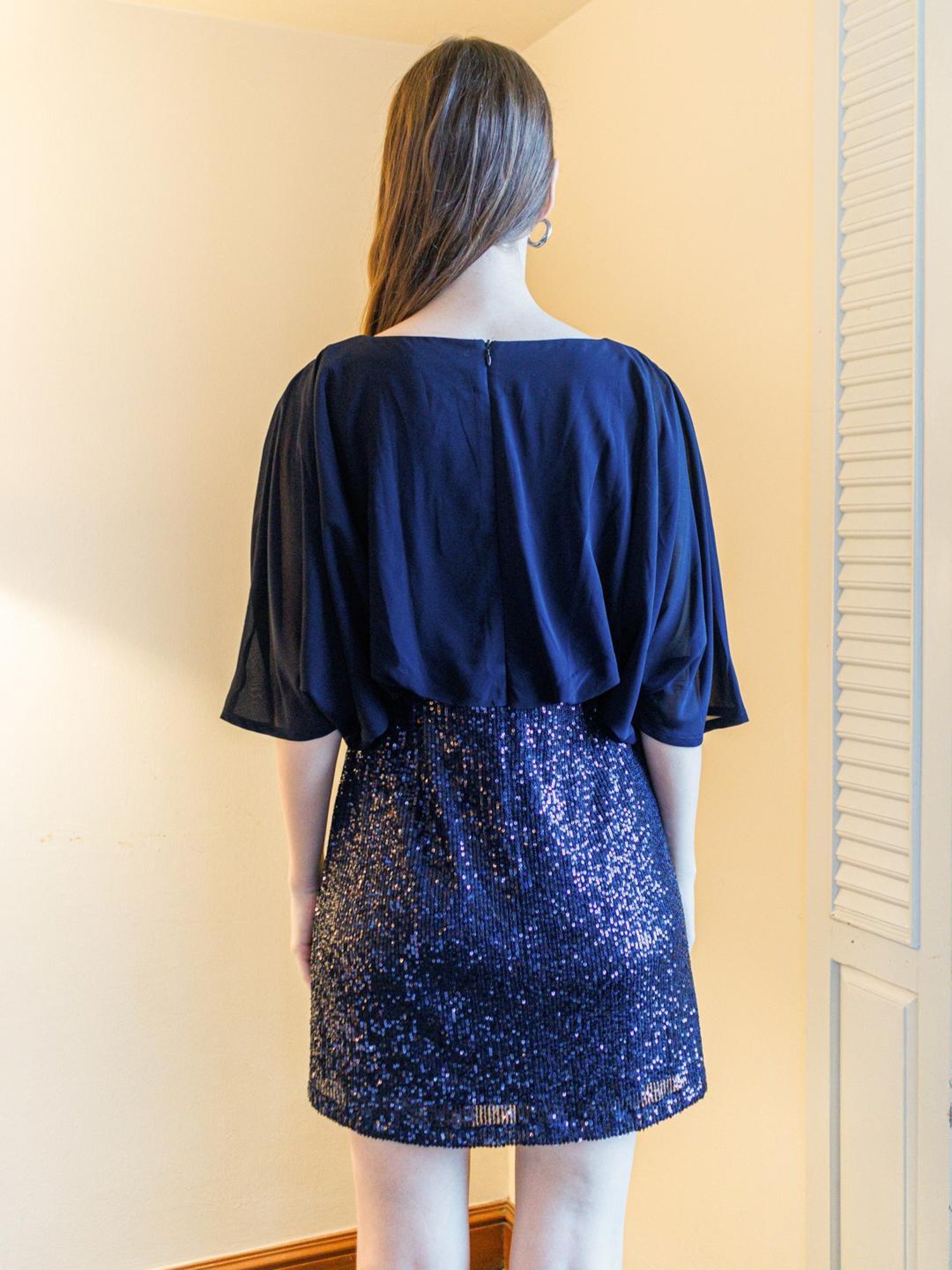 Zink London Navy Embellished A Line Dress