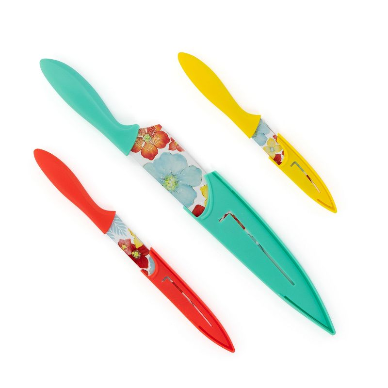 Gibson Home Jordana 7 Piece Cutlery Knife and Cutting Board Set in Multi-Color Floral