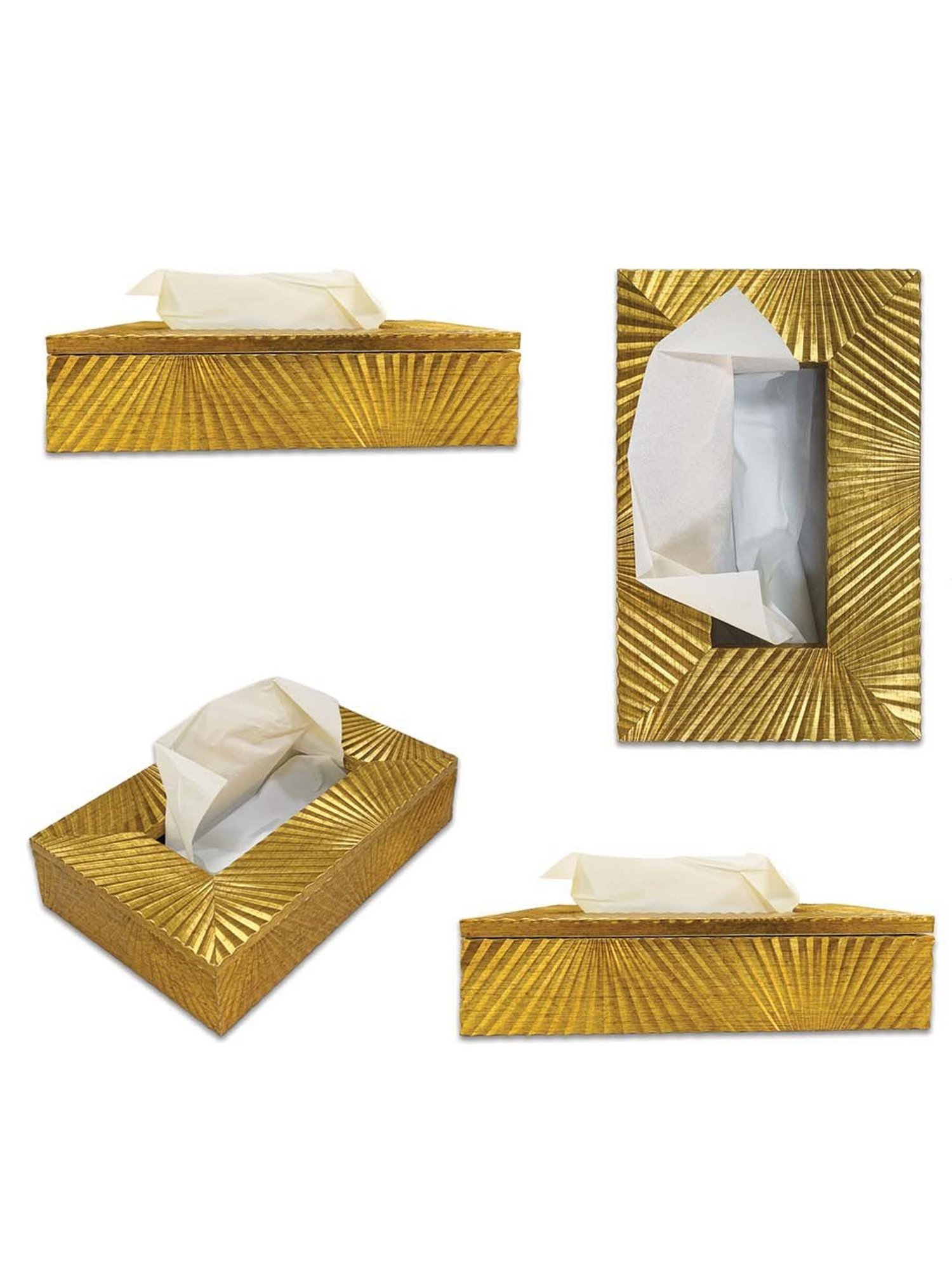 Art Street Gold Engineered Wood Rectangle Tissue Paper Napkin Box