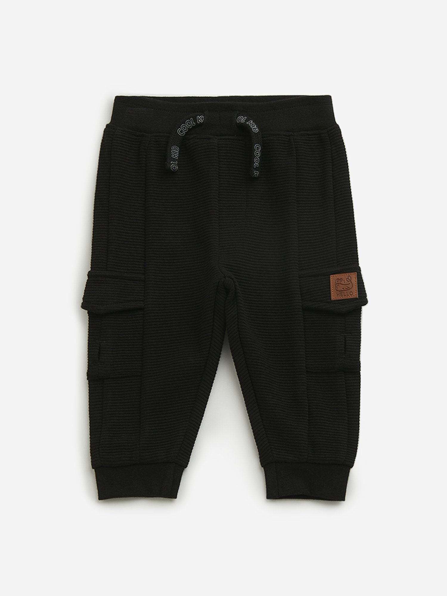 HOP Baby by Westside Black Ribbed Mid Rise Joggers