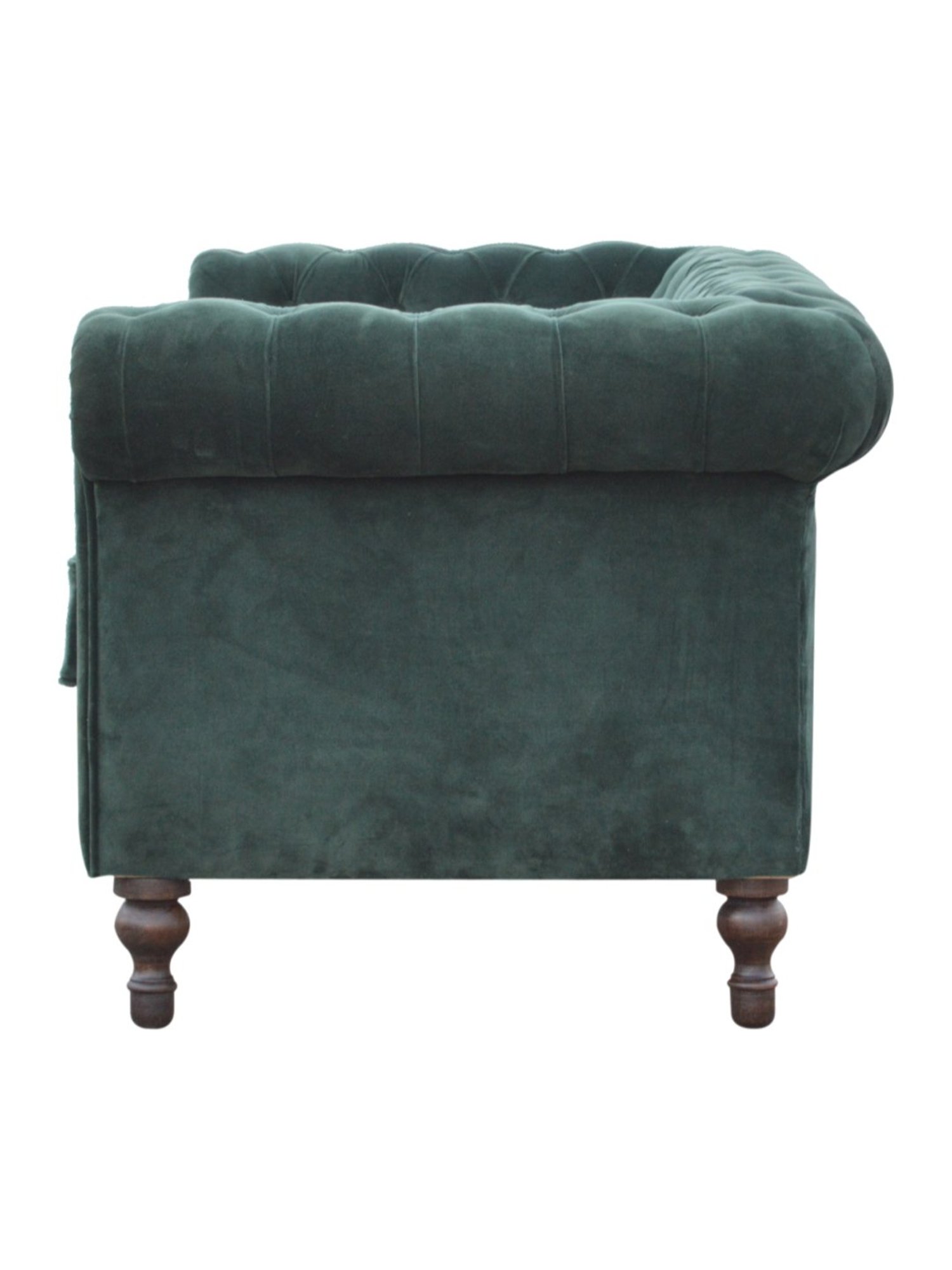 Artisan Furniture Chesterfield Quilted Green Wood 2 Seater Sofa