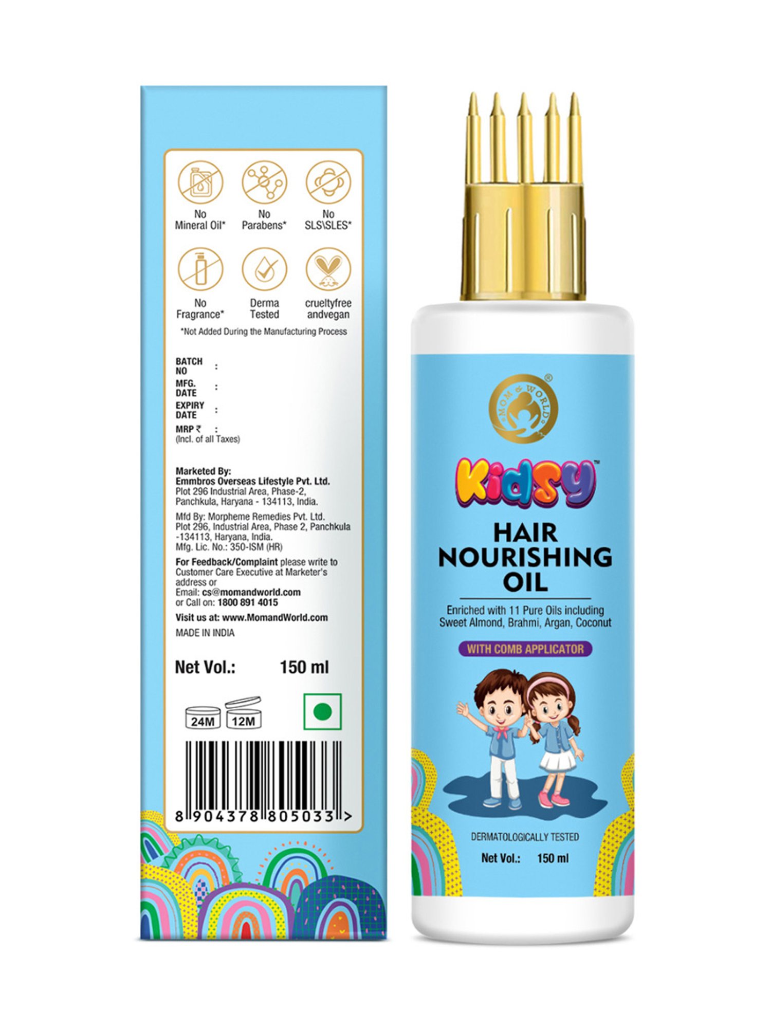 Mom & World Kidsy Hair Nourishing Oil With Comb Applicator for Kids - 150ml