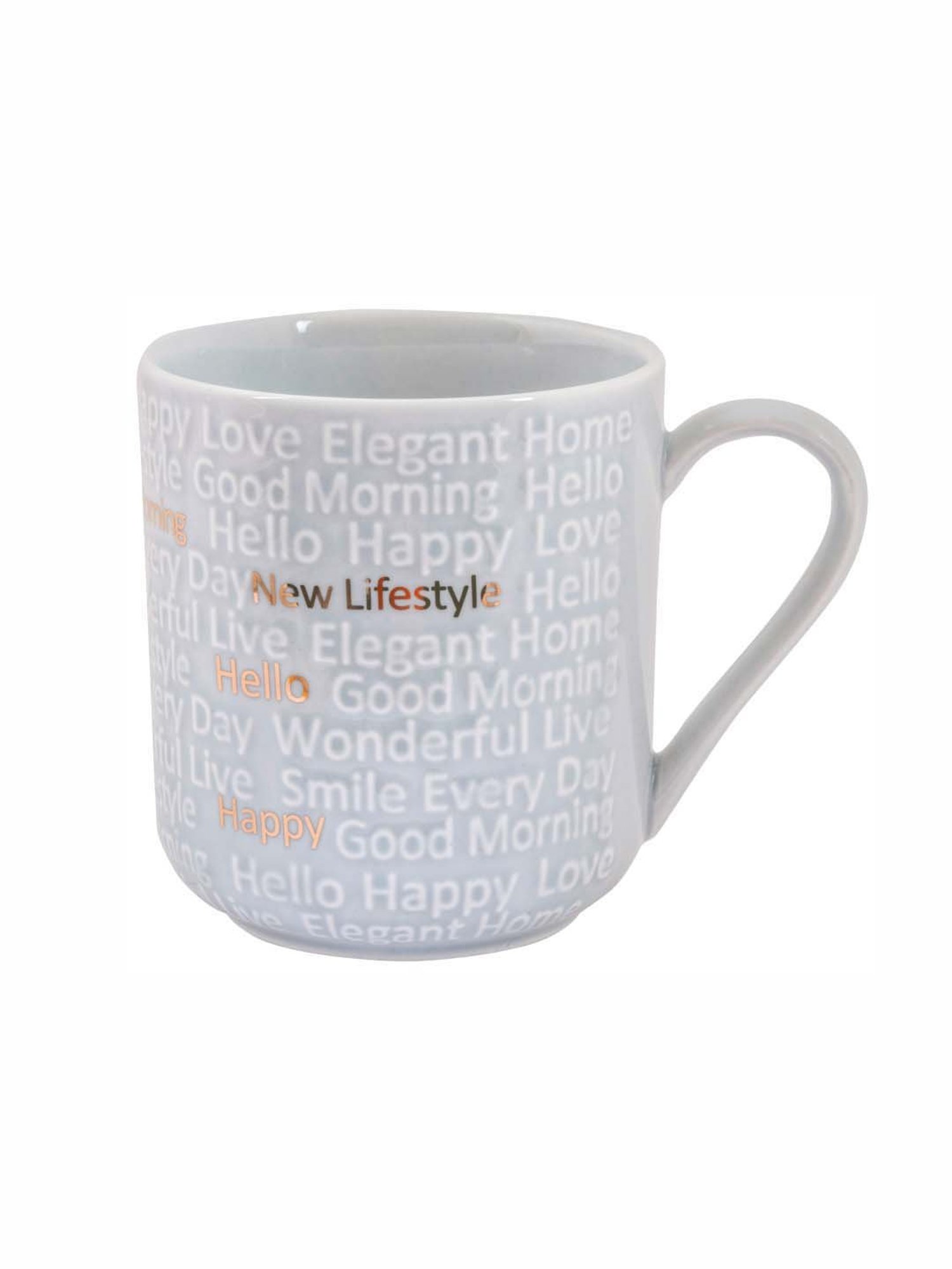 White Gold Light Grey Porcelain 8.5 cm Mug - Set of 2