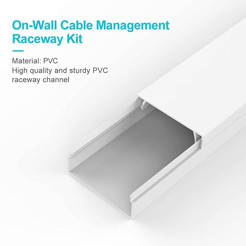 Concealer Management Raceway Kit 10 White Channels Cord Hider Kit to Hide Wires for Wall Mount TV Offices and Computers 157 X 091 X 051 InchLWH