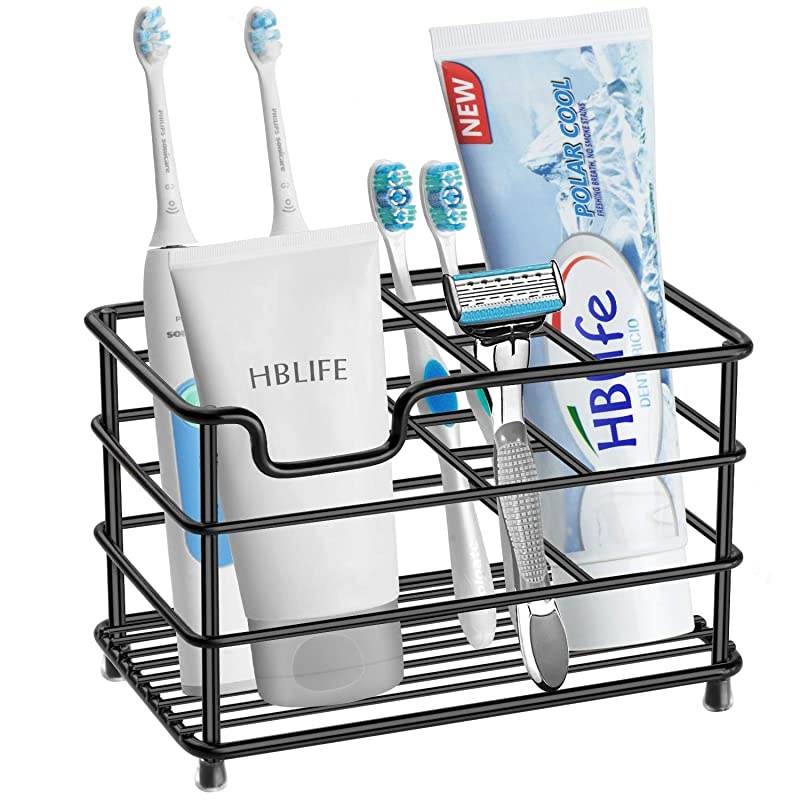 Electric Toothbrush Holder Large Stainless Steel Toothpaste Holder Bathroom Accessories Organizer Black