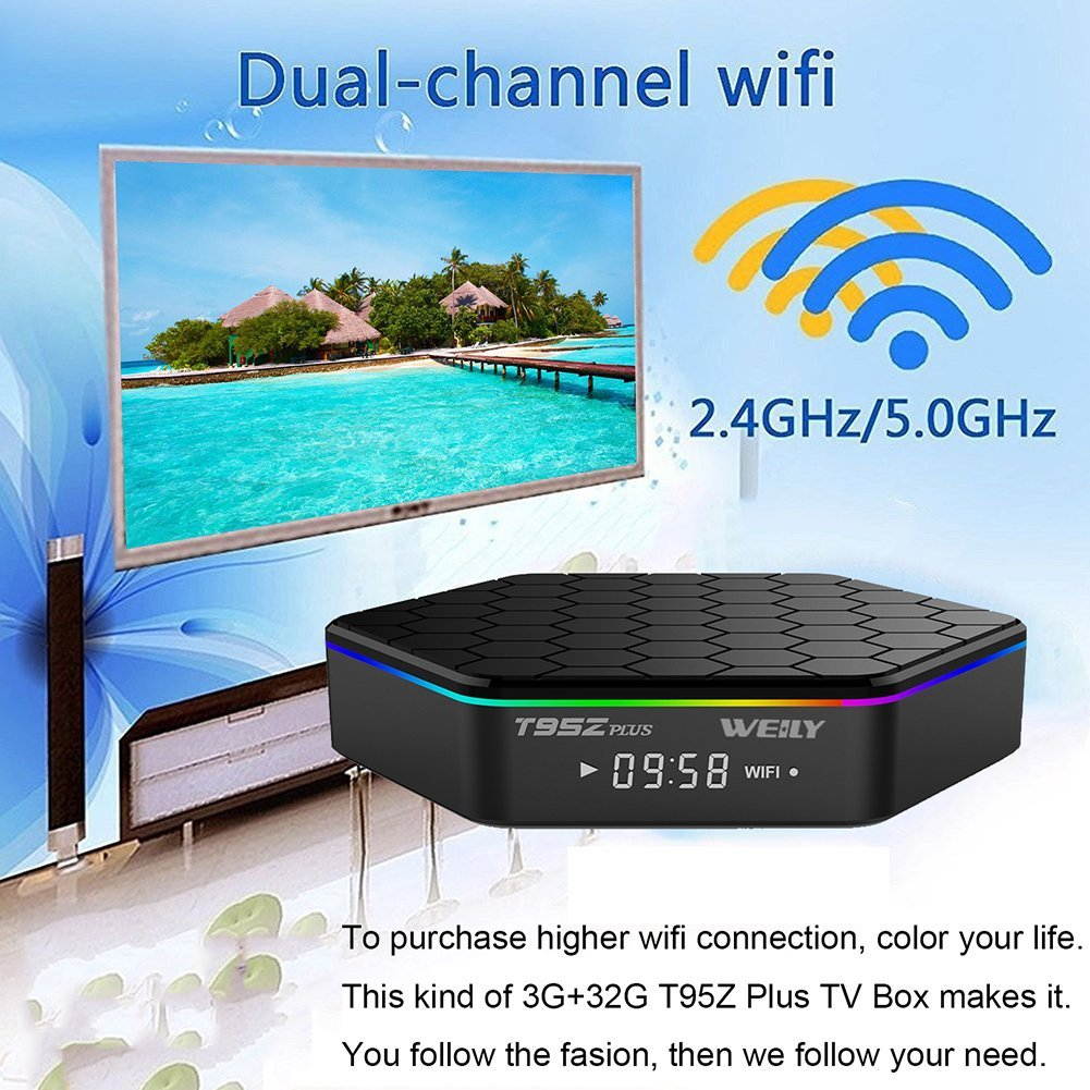 T95Z Plus Android TV Box 3GB RAM/32GB ROM Android 7.1 Octa Core Amlogic S912 TV Box with 4K Dual Band WiFi 2.4GHz/5GHz Bluetooth 4.0 64 Bits