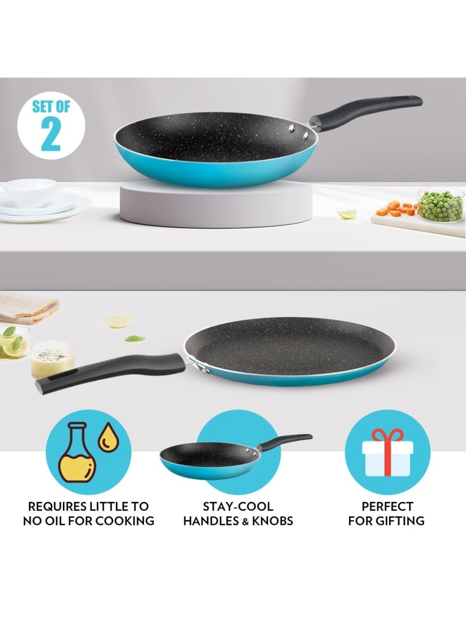 Borosil Blue Aluminium Pot & Pan Sets