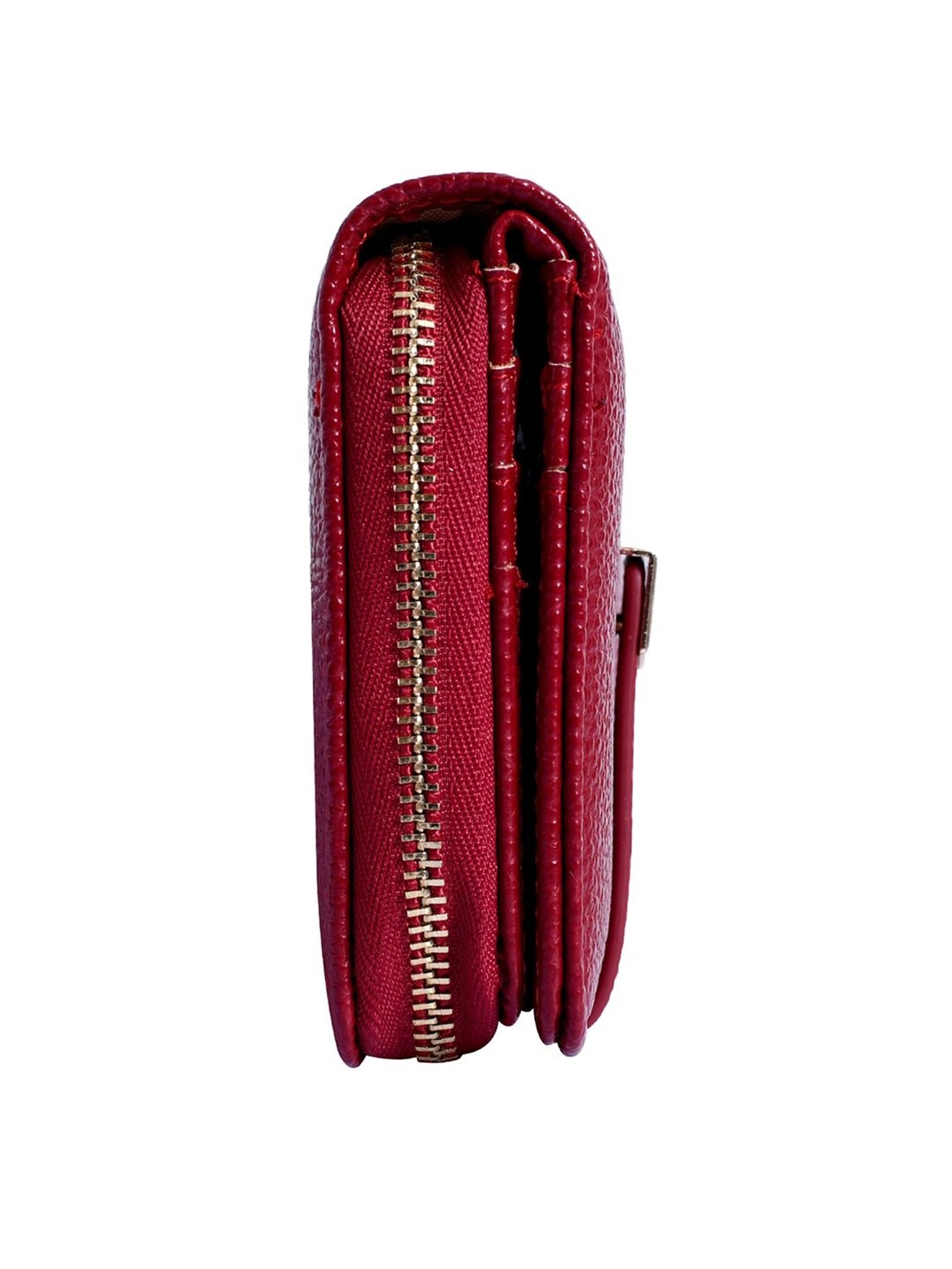 Lino Perros Core Red Textured  Zip Around Wallet for Women