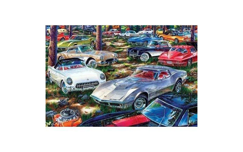 TDC Games World's Smallest Die Cut Puzzle - Corvette Dreams - Measures 4 x 6 inches when assembled - Includes Tweezers