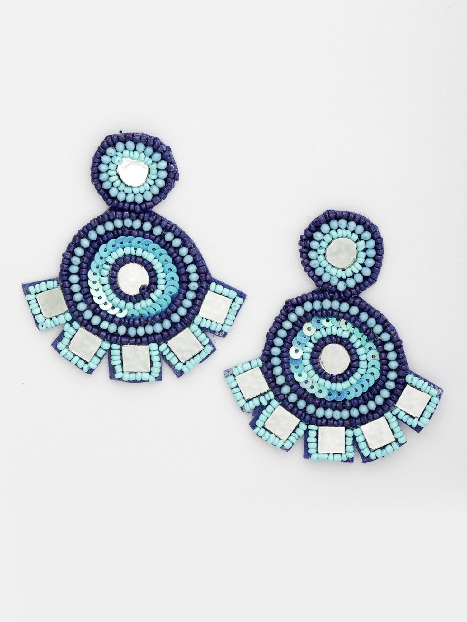 Moedbuille Mirrors Beads and Sequins Contemporary Design Handcrafted Afghan Earrings
