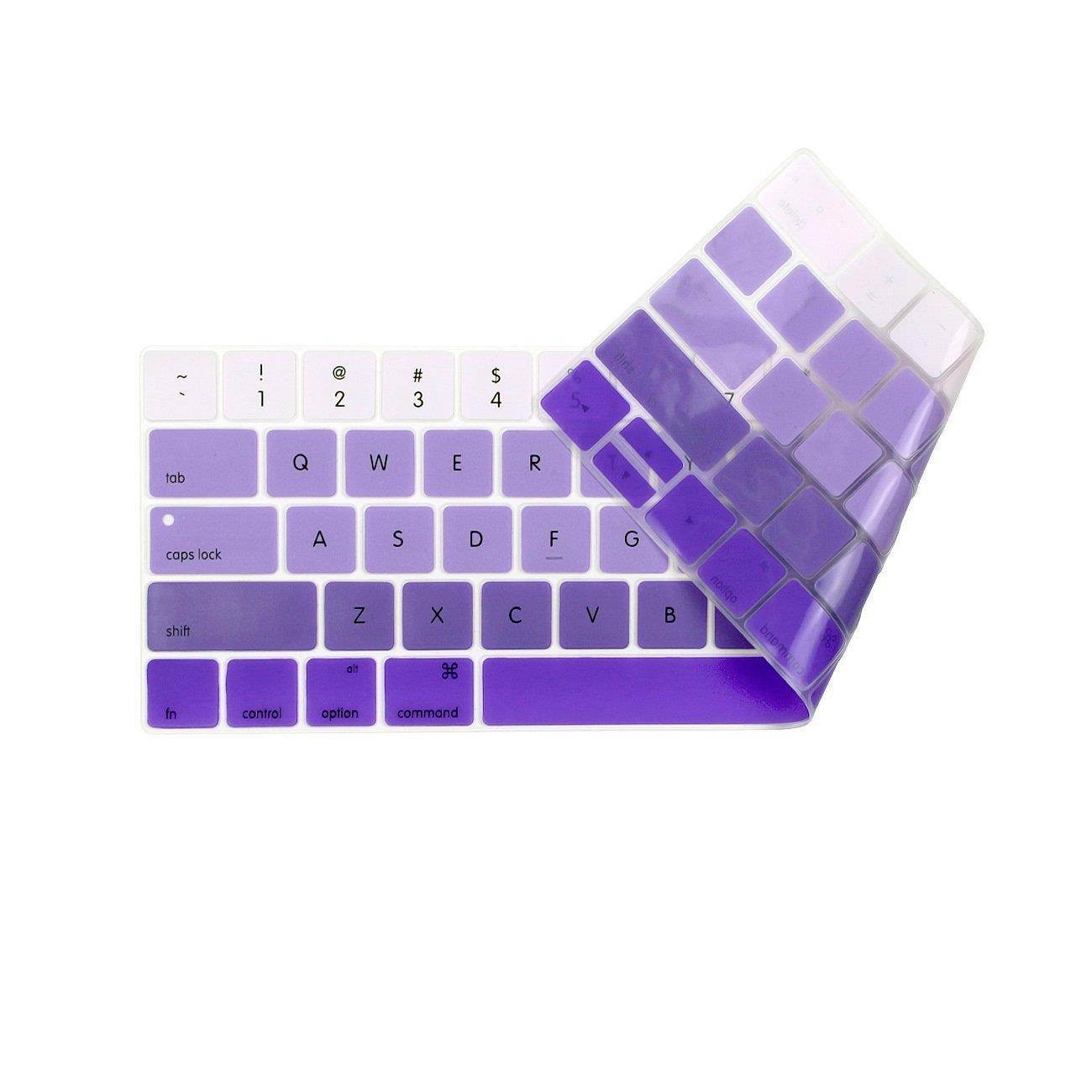YMIX Keyboard Cover for Touch Bar Models 2017 & 2016 Release MacBook Pro 13 (A1706) & MacBook Pro 15 (A1707) with Touch ID Dust Proof Silicone Keyboard Skin - Fade Purple