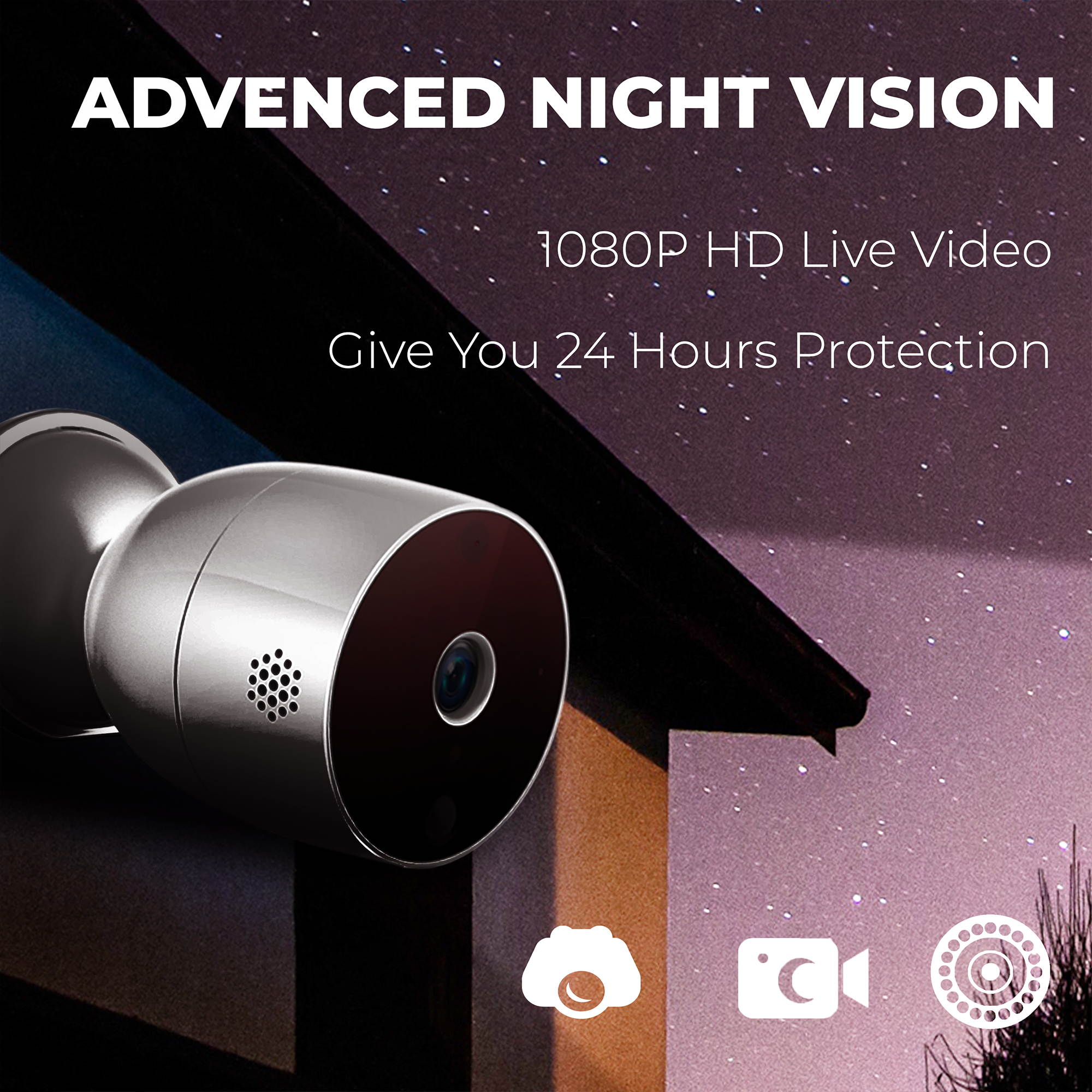 eco4life Smart Wi-Fi Wire-Free HD Indoor Outdoor IP Camera with Low Power Consumption