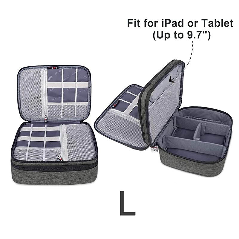 3Pcs Universal Travel Cable Organizer Electronics Accessories Carry Bag for Cables, Cord, USB Flash Drive, Battery and More, Denim Gray