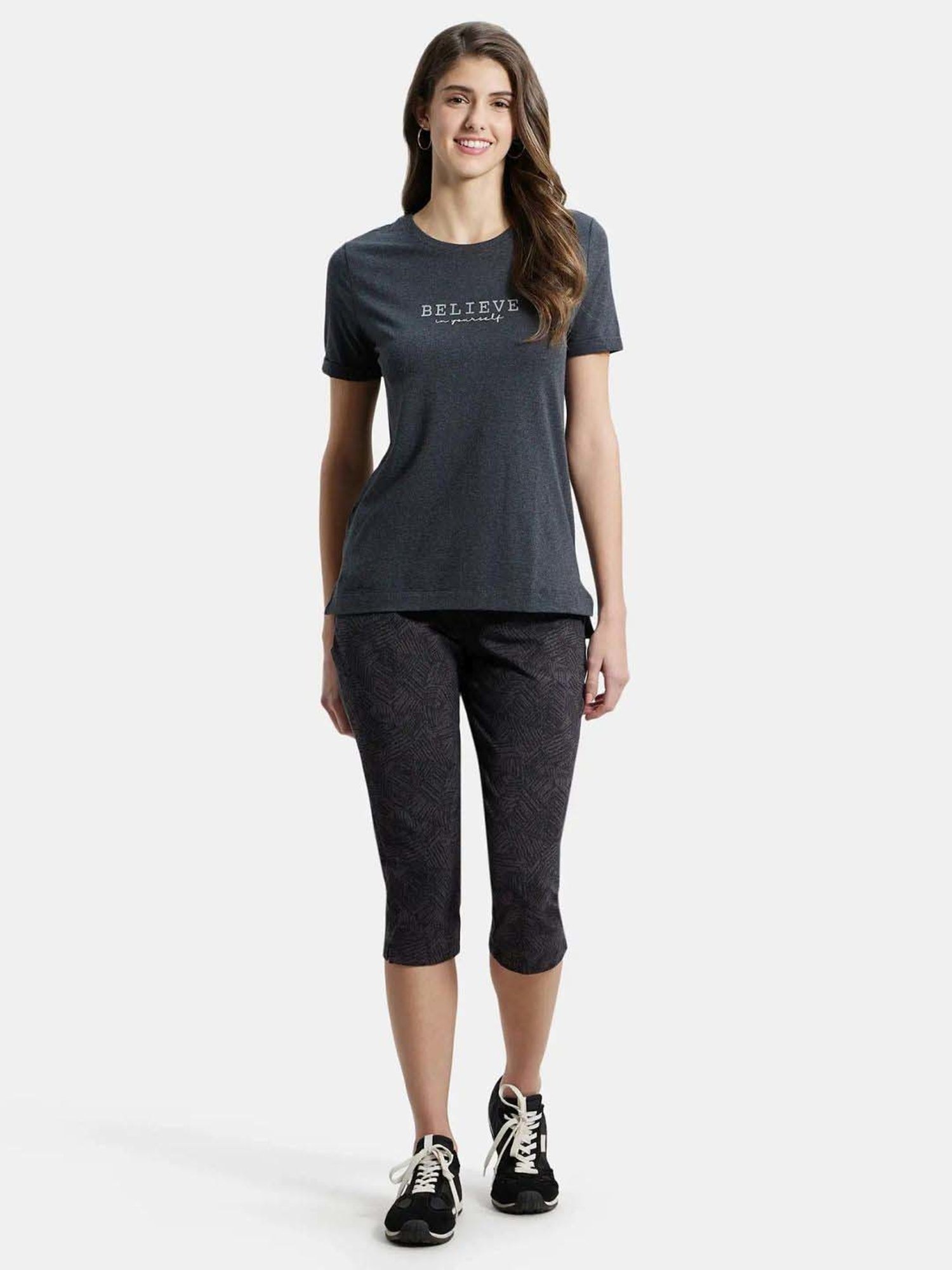 Jockey A124 Women's Super Combed Cotton Rich Relaxed Fit Graphic Printed Half Sleeve T-Shirt