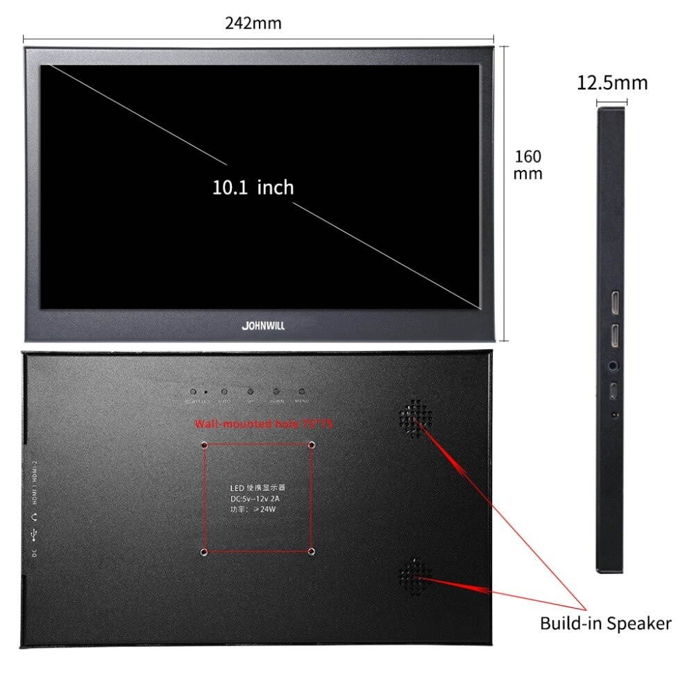 10.1" Inch 2K Touch Monitor Portable Computer Monitor PC 2560X1600 IPS HDMI PS4 Xbox360 LCD LED Tablet Display for Raspberry Pi