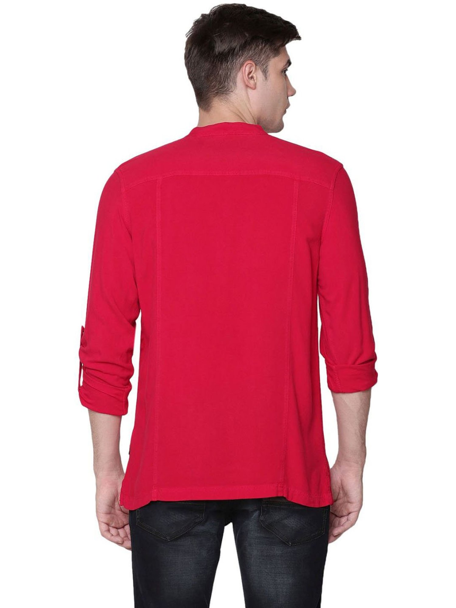 Identiti Red Tapered Fit Short Kurta
