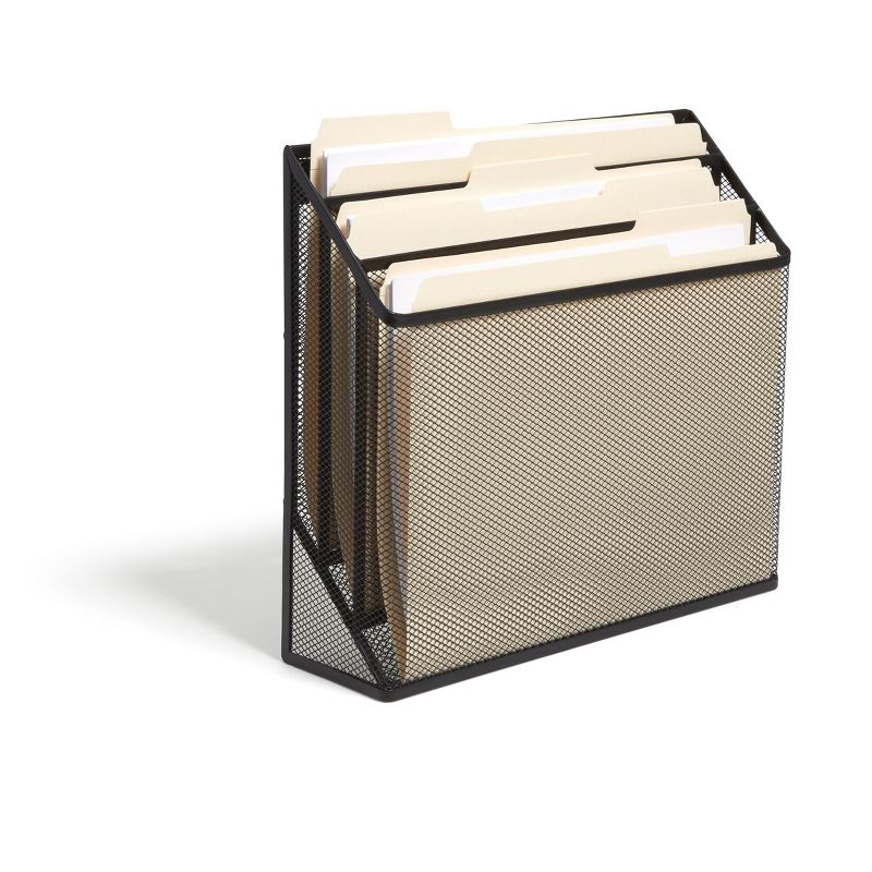 TRU RED 3 Compartment Wire Mesh File Organizer, Matte Black TR57553-CC