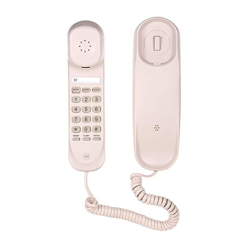Mini Desktop Corded Landline Phone Fixed Telephone Wall Mountable Supports Mute/Pause/Hold/Reset/Flash/Redial Functions for Home Hotel Office Bank Call Center