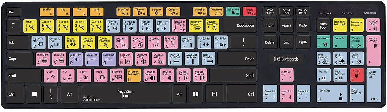KB Covers Avid Pro Tools Keyboard | Editing Keyboard with USB Port Compatible with macOS & Windows