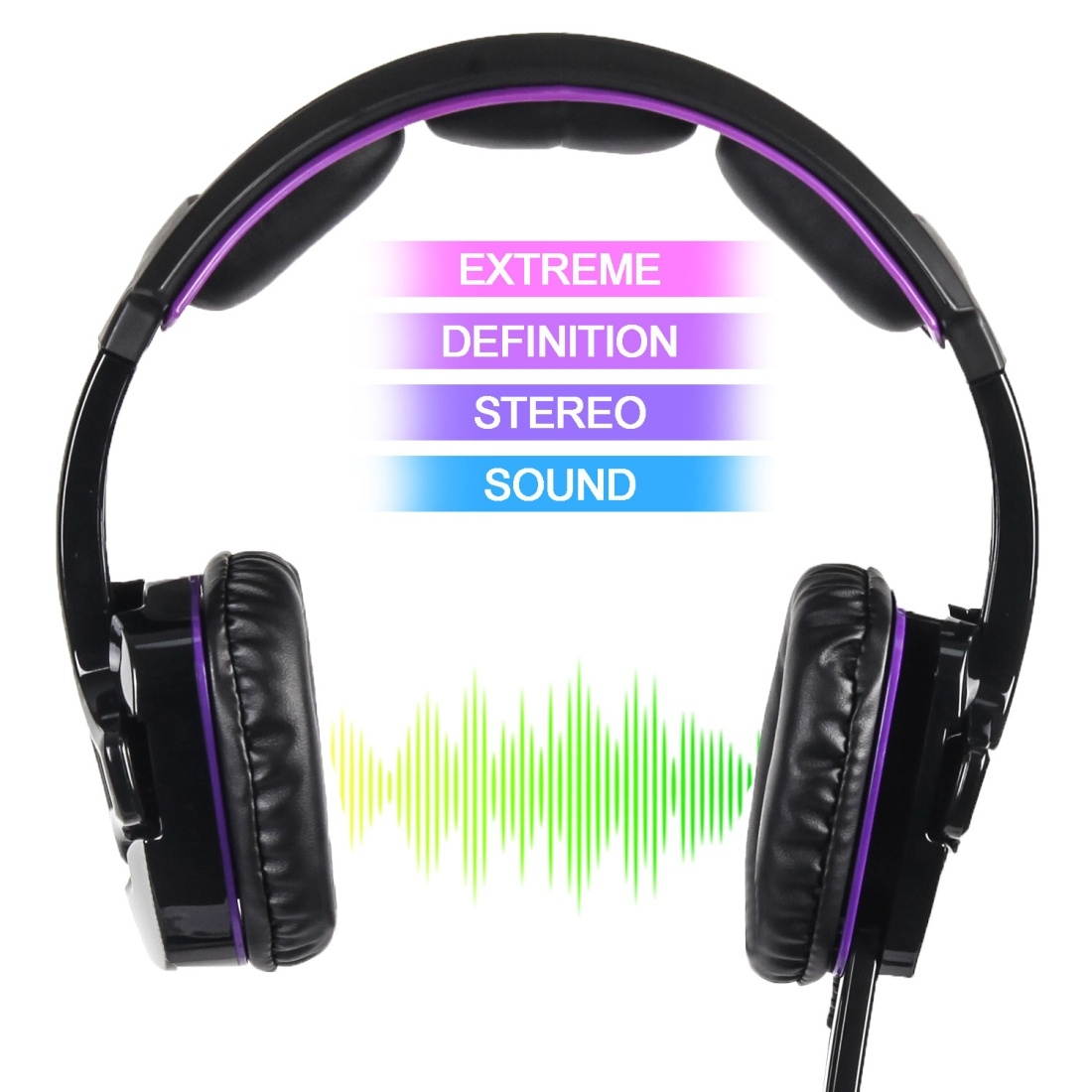 SADES LETTON L8 3.5mm Wired Adjustable Gaming Headphone with Hidden Microphone & 1 to 2 3.5mm Audio Cable, Length: 1.5m (Black purple)