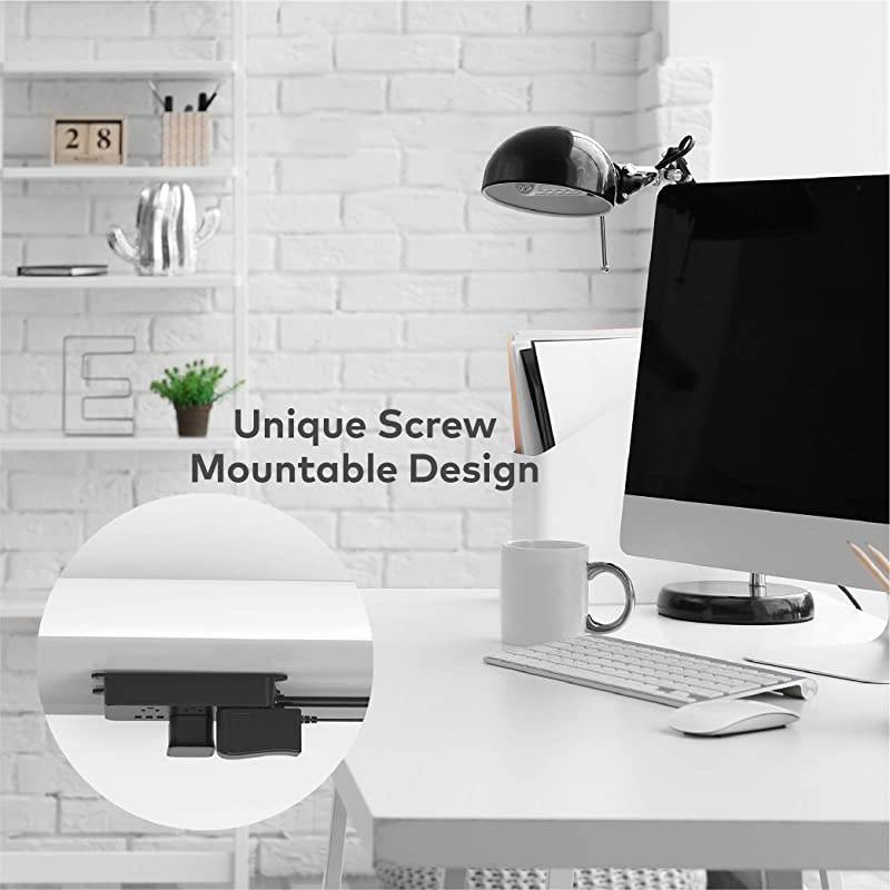 Surge Protector Power Strip with USB ETL Listed  5 WidelySpaced Outlets 3 USB Ports 1300 Joules LowProfile Flat Plug 10ft Extension Cord Wall Mountable Black