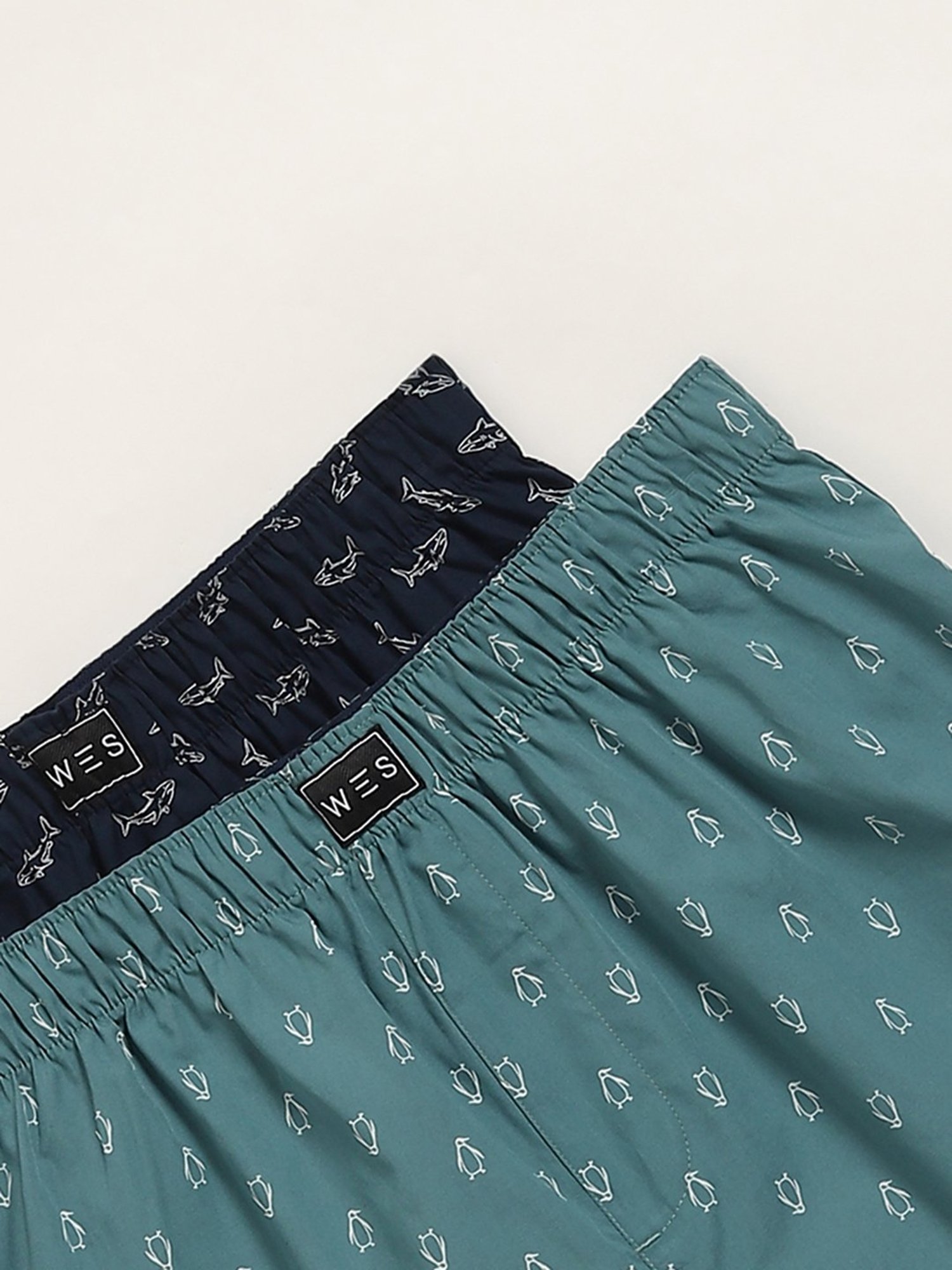 WES Lounge by Westside Teal & Navy Printed Boxers - Pack of 2