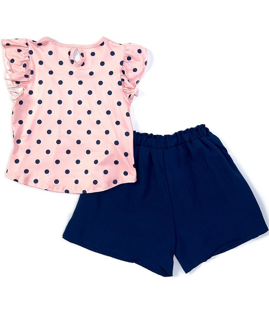 Ally B Big Girls 7-16 Flutter-Sleeve Dotted Top & Shorts Set