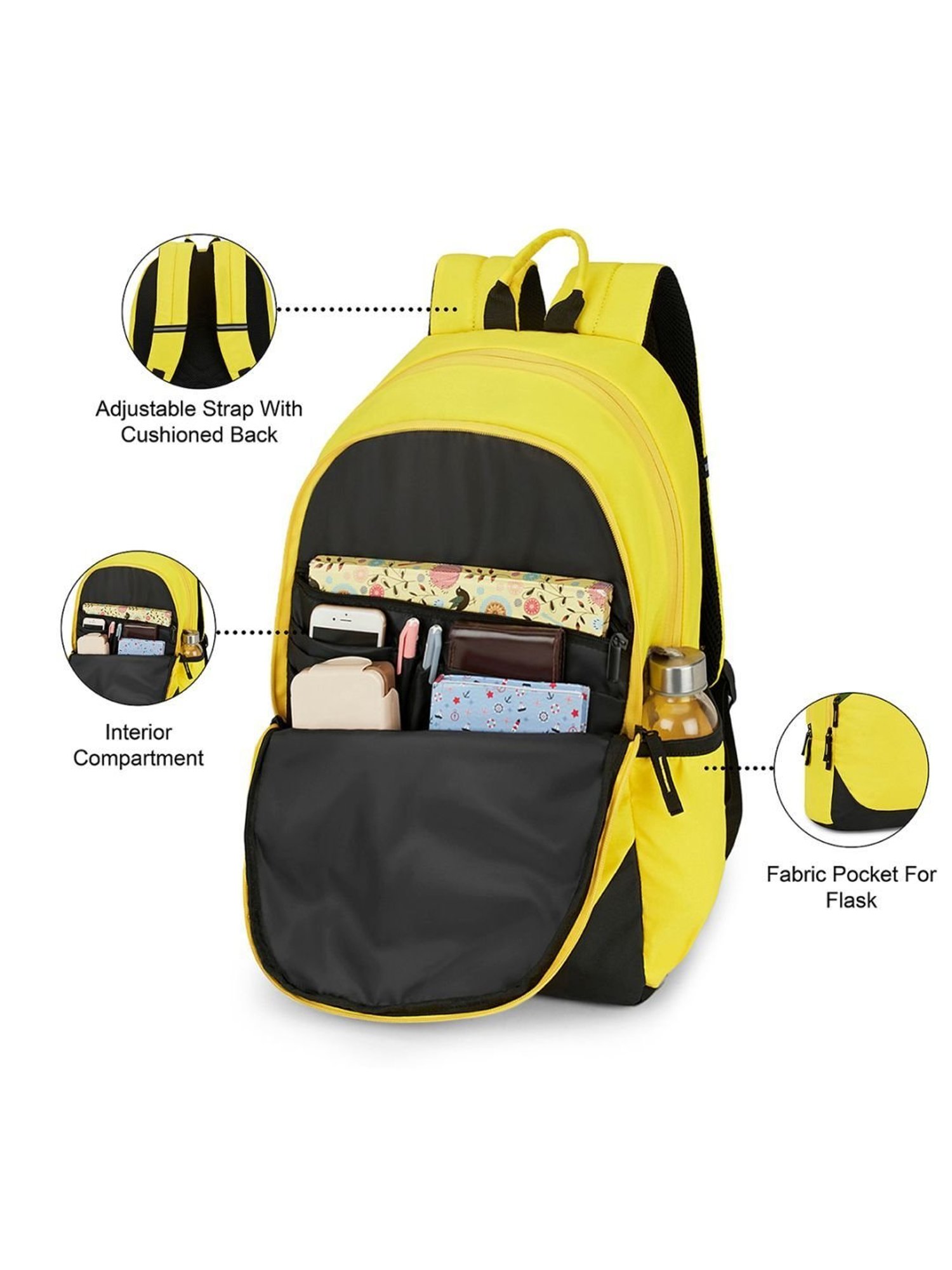 United Colors of Benetton Pablo 23 Ltrs Yellow & Black Medium Laptop Backpack