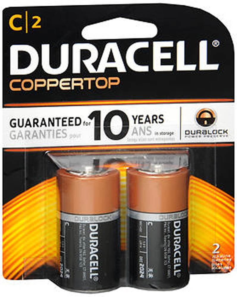DURACELL Coppertop 1.5V Size C Alkaline Battery, 2-pack