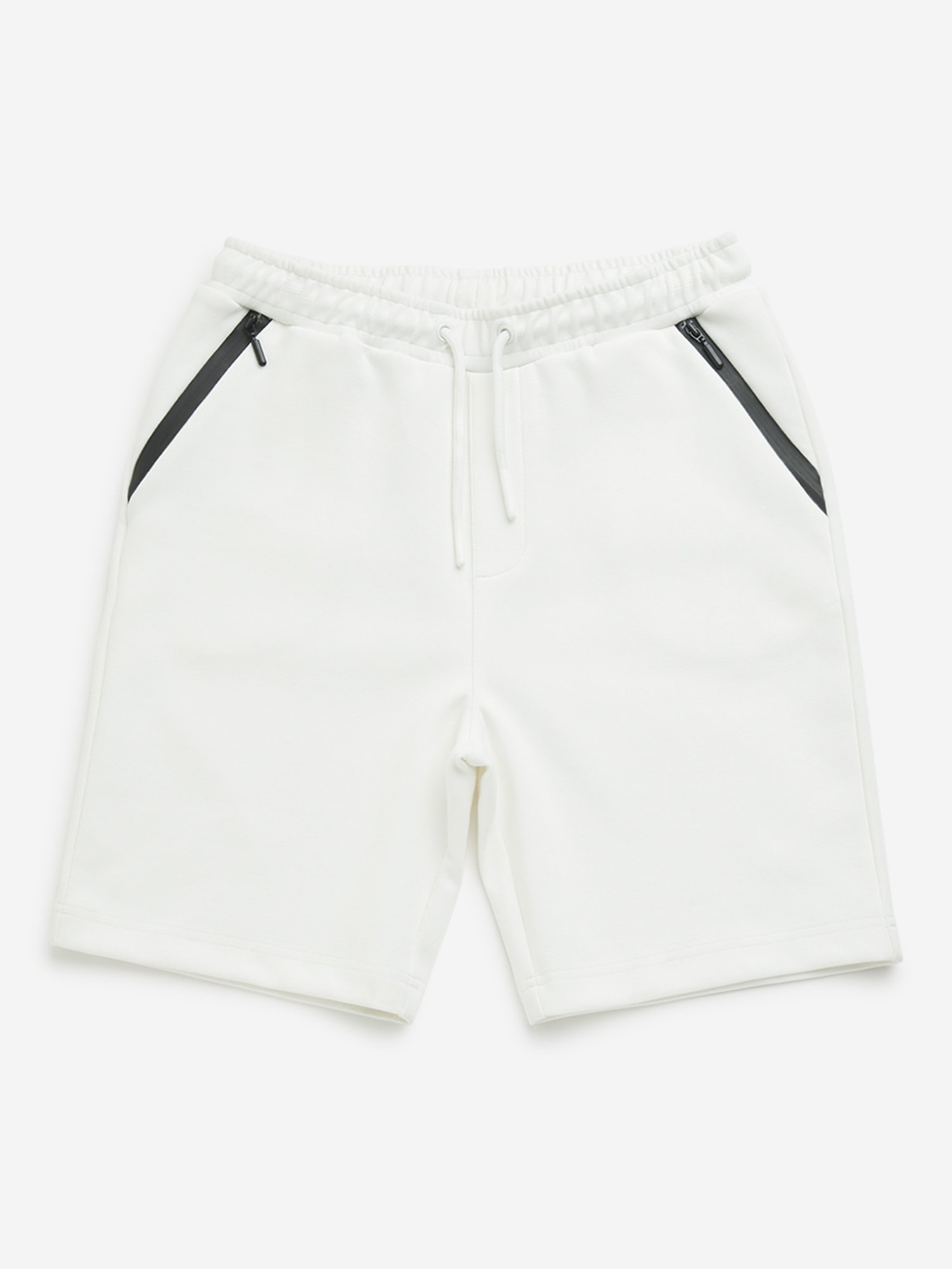 Y&F Kids by Westside Off-White Mid-Rise Cotton Shorts