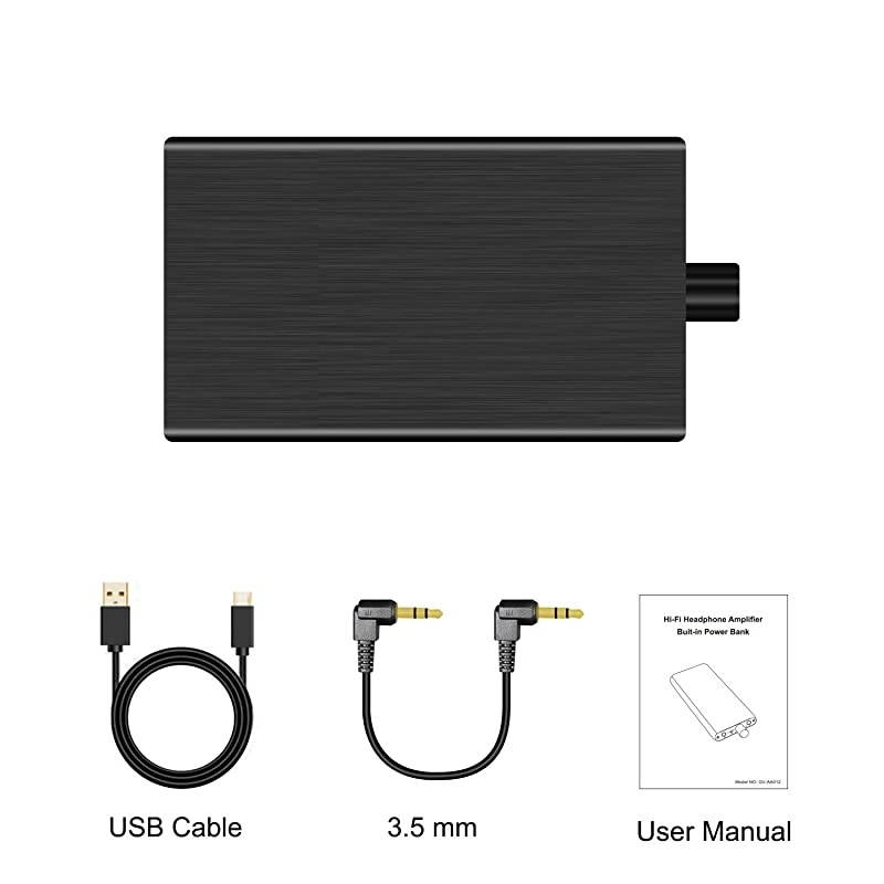 Headphone Amplifier Portable Headphone Amp 3.5mm Stereo Audio Input Out Buit-in Power Bank 3000mAh(3v) for iPhone6, iPod, iPad, MP3, MP4, Computer, etc.