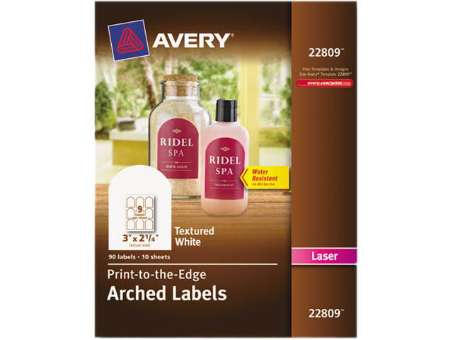 Avery 22809 Promotional Label 3" Width x 2.25" Length - 1 / Pack - Arch - 9/Sheet - Laser - White