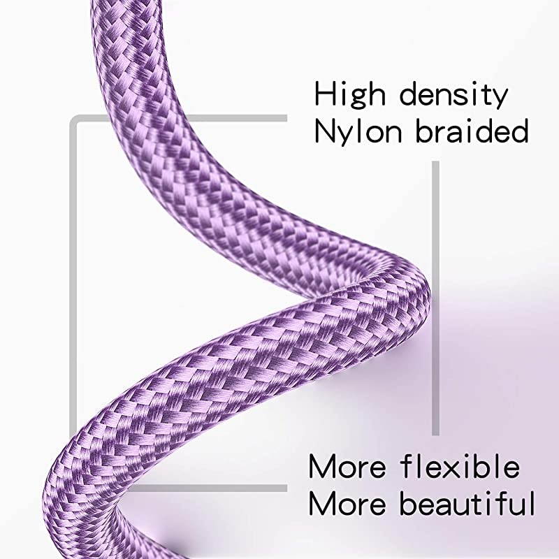 Samsung Galaxy S8 Charger  2Pack 6FT USB Type C Samsung Adaptive Fast Charging Cable Nylon Braided Cord for S10S10eS10+ S9S9 Plus S8 Plus Note 8 Note 9 and MoreLilac Purple