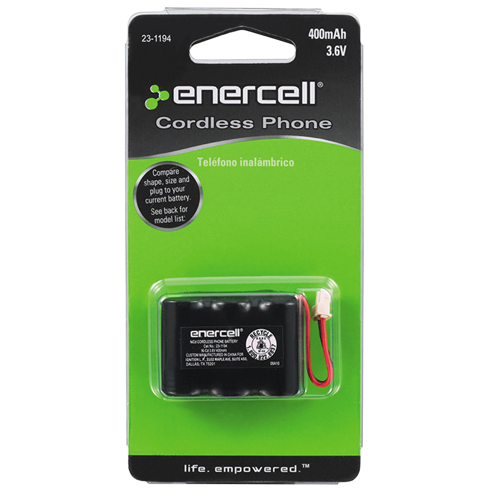 Enercell 3.6V/400mAh Cordless Phone Ni-Cd Replacement Battery
