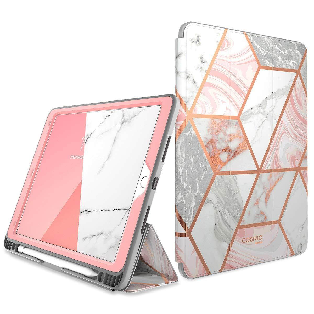 i-Blason Cosmo Case for iPad Air 3 10.5" 2019 (3rd Gen) / iPad Pro 10.5 2017, [Built-in Screen Protector] Trifold Stand Protective Case Cover with Pencil Holder and Auto Sleep/Wake, Marble, 10.5"