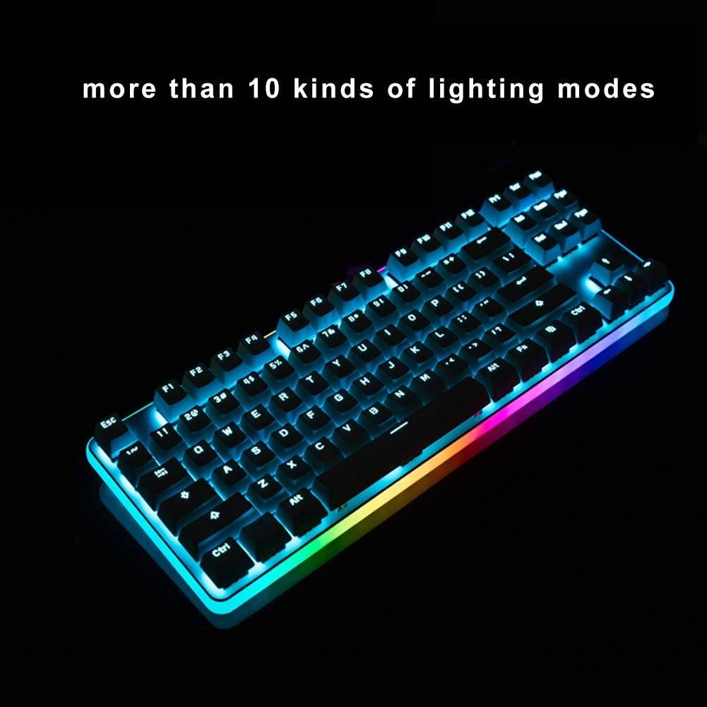 TKL RGB Tenkeyless Mechanical Gaming Keyboard USB Passthrough & Media Controls - Linear & Quiet - Cherry MX Red Switches for Pro PC Gamer or Office (QWERTY US-Layout)