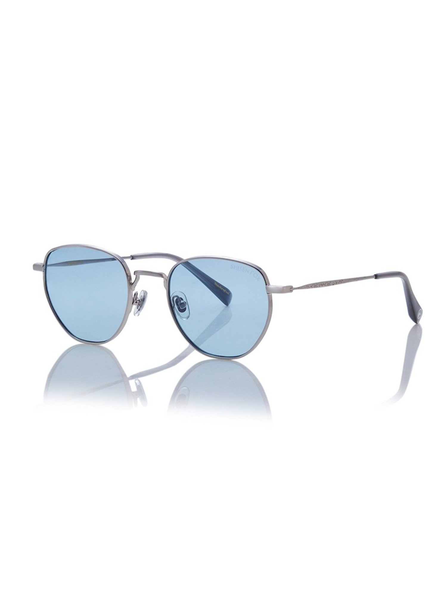 Shisen Fox Fuji Gun-Light Blue Round Unisex UV Protection Sunglasses -50 mm