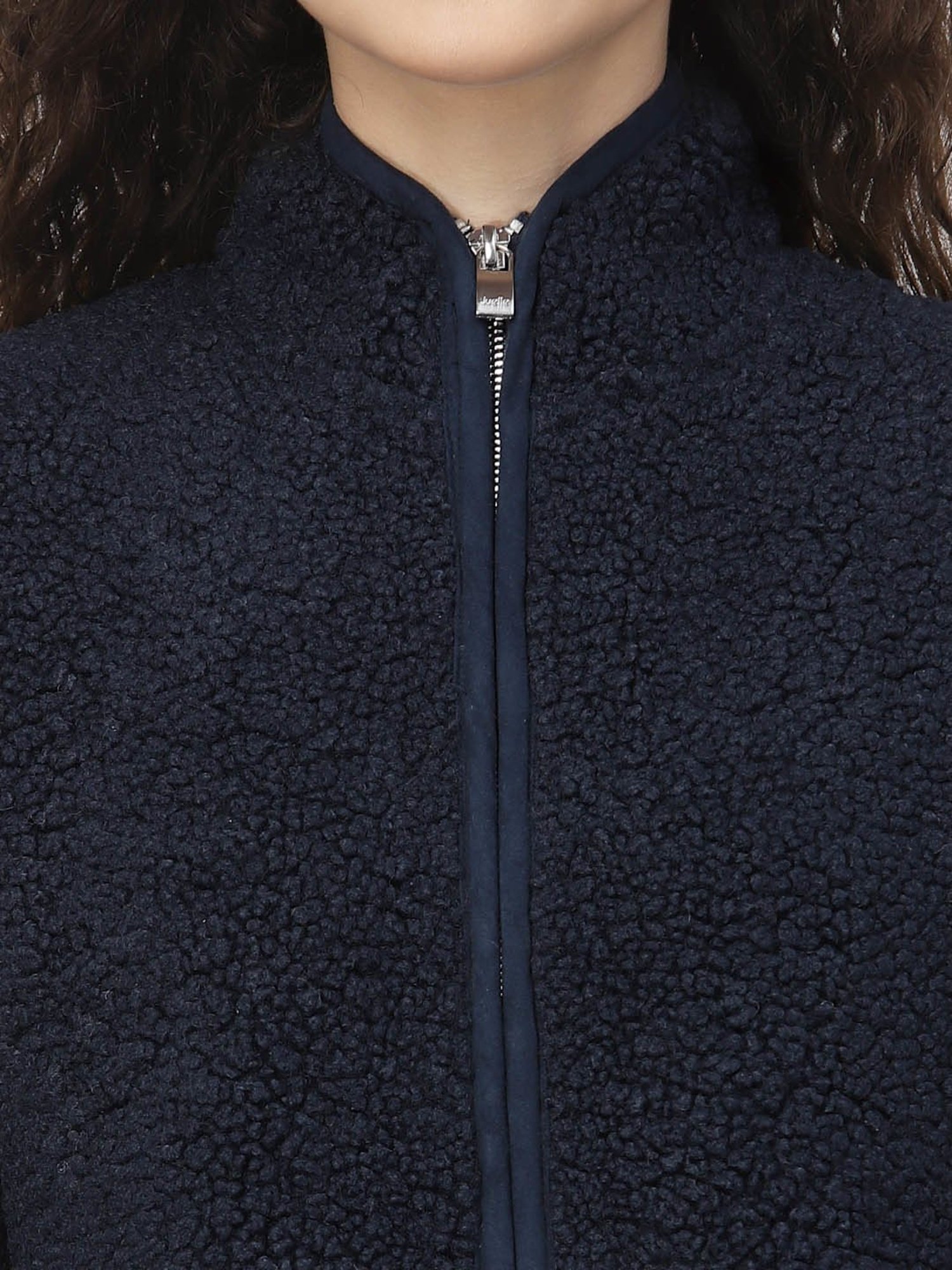 Juelle Navy Front-Open Sweatshirt