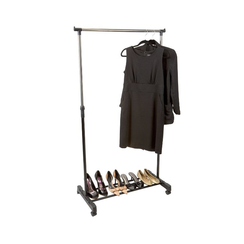 Simplify Single Tier Adjustable Height Rolling Garment Rack