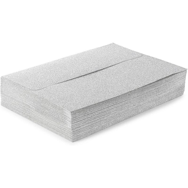 Pipilo Press 50-Pack Silver Glitter Self Seal A7 Invitation Letter Envelopes Bulk for Wedding (5 x 7 in)