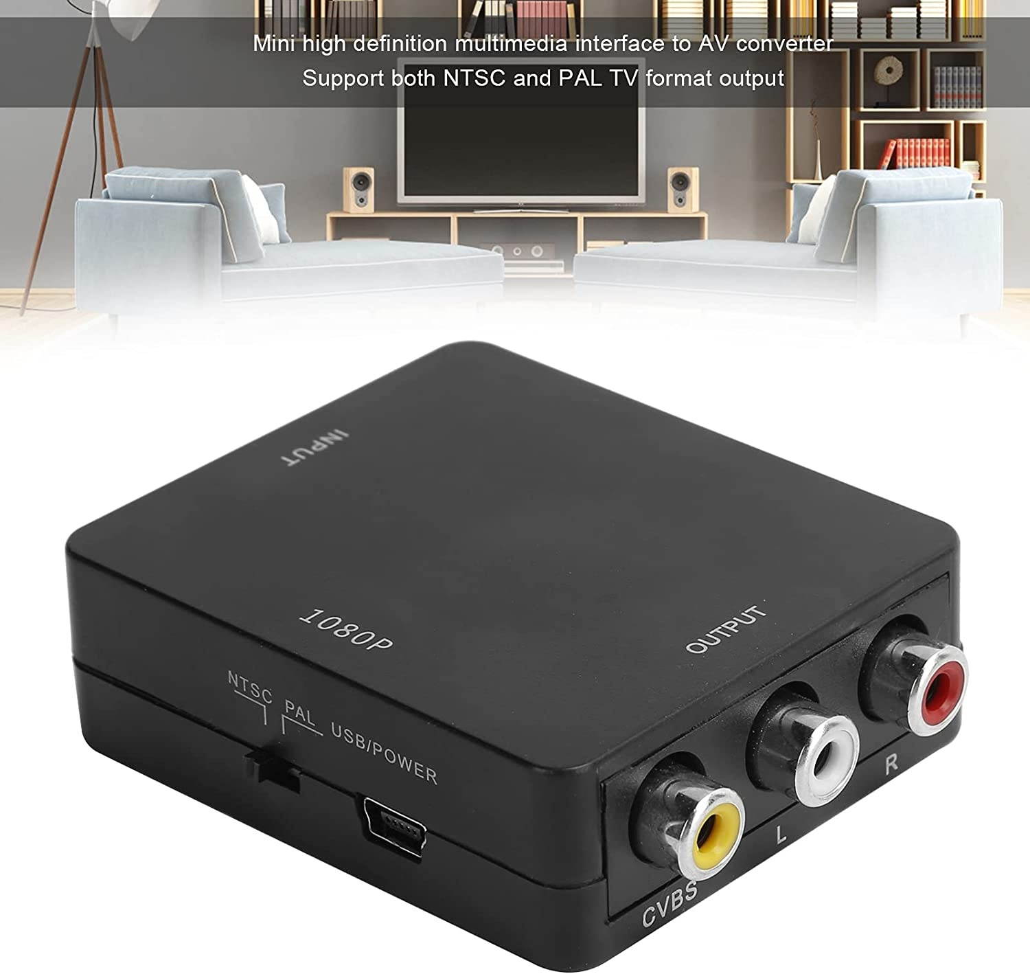 Estink High Definition Multimedia Interface to AV Converter, Video Audio Adapter 1080P,No Driver,Supports Two Standard TV Formats, NTSC and PAL(Black)