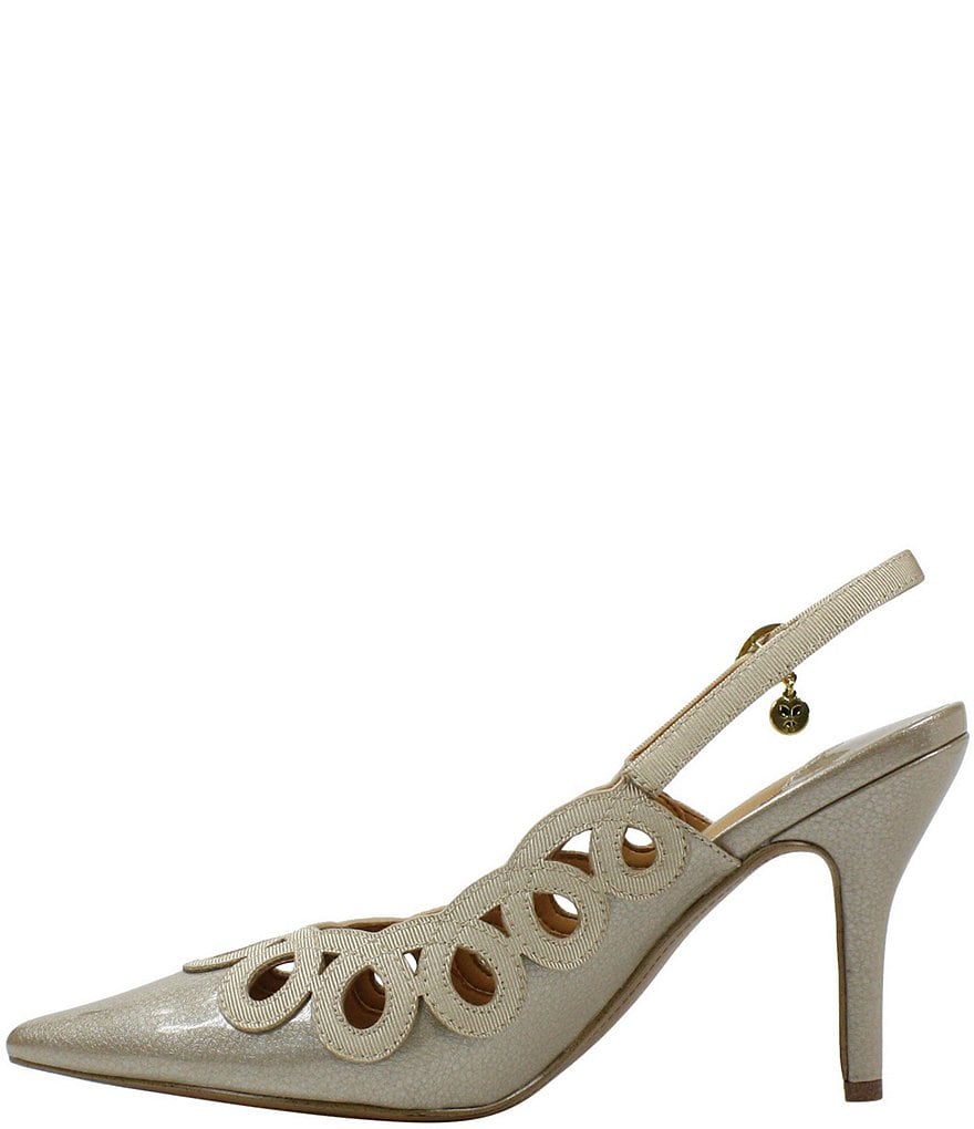 J. Renee Reghina Patent Cut-Out Detail Slingback Pumps