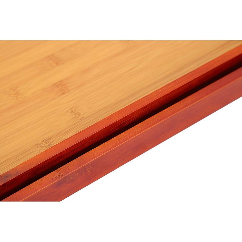 Juvale 2 Pack Red Brown Wood Serving Tray with Handle for Bed, Food, Vanity, Ottoman, 16 x 2 x 12 in