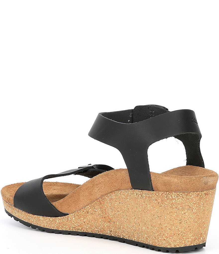 Papillio by Birkenstock Soley Leather & Cork Ankle Strap Wedges