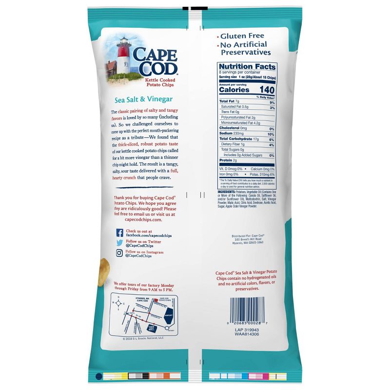 Cape Cod Kettle Cooked Potato Chips - Salt And Vinegar (8oz)
