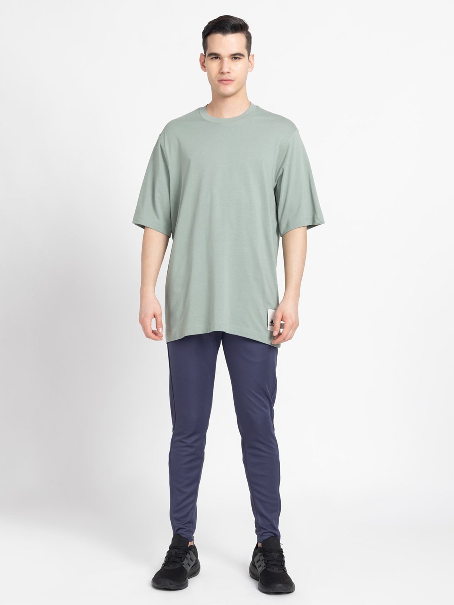 adidas Sage Green Regular Fit Cotton Crew T-Shirt